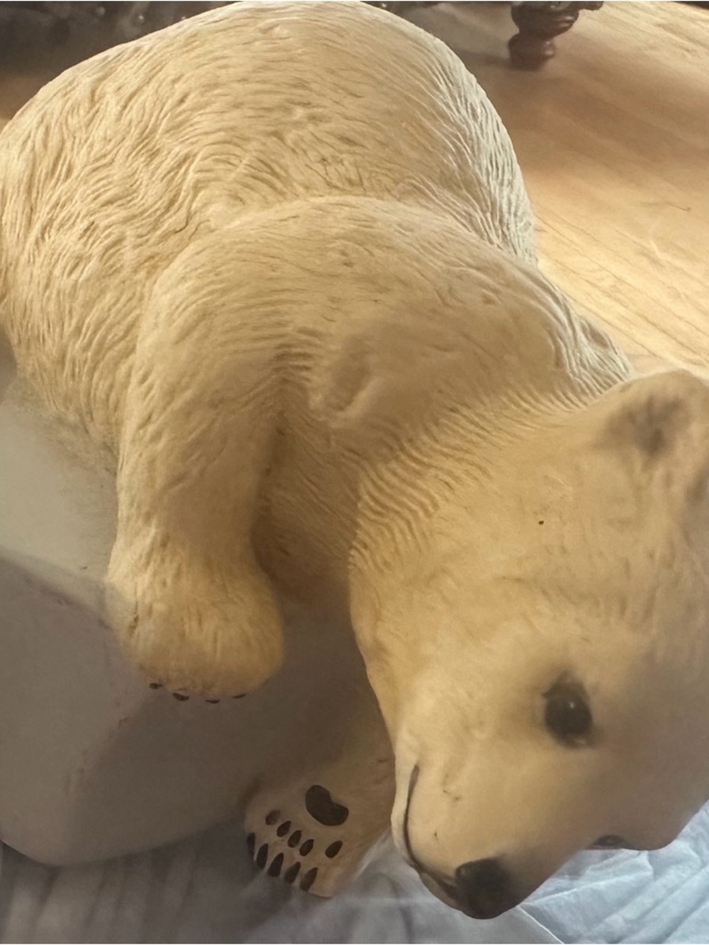 Ceramic Polar Bear Figurine in Cream and Black Accents. Eva Dalburg 1982